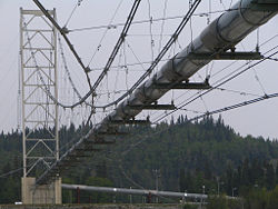 The pipeline crossing the Tanana River