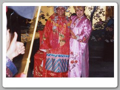 Inside the museum - a visitor getting "dressed up"