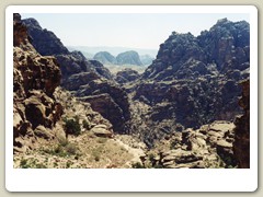 Looking out the back of Petra to more desert
